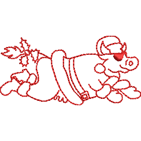 Christmas cow flying vintage embroidery design  inspired by 1980s Calhoun Sportwear