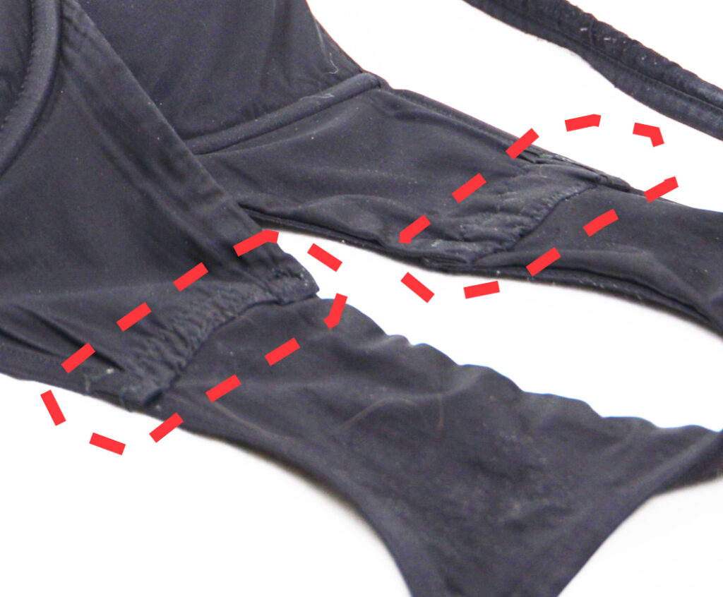 bra repair by shortening stretched-out band with a zigzag stitch